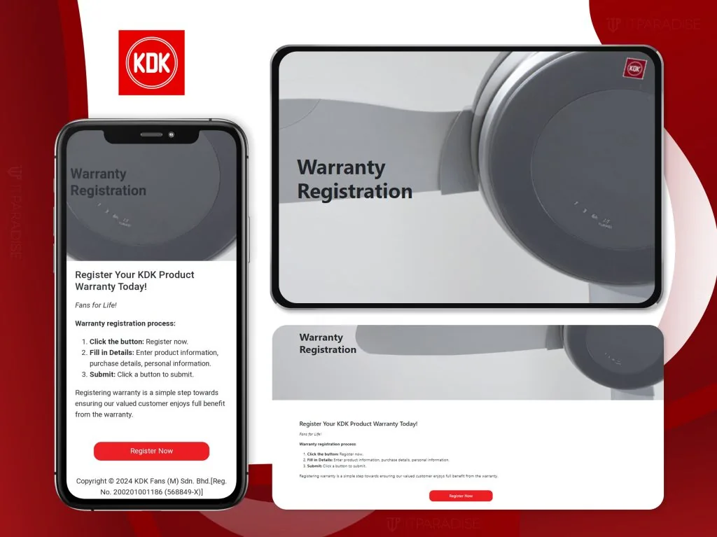 KDK E-Warranty Registration project presentation
